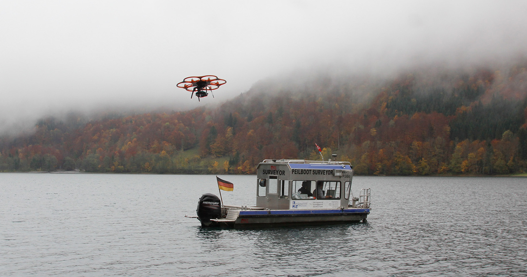 surveying the kloentalersee by vessel and with the aibot x6 drone
